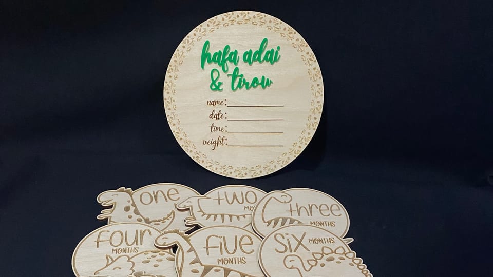 Laser-cut baby milestone set