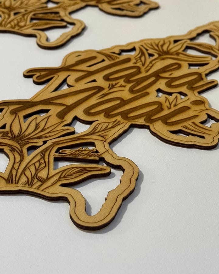 Wooden Saipan-shaped keepsakes