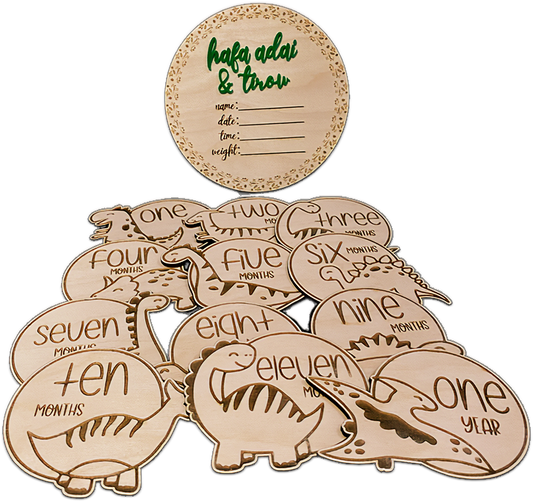 Wooden Personalized Baby Milestone (Dinosaur Theme)